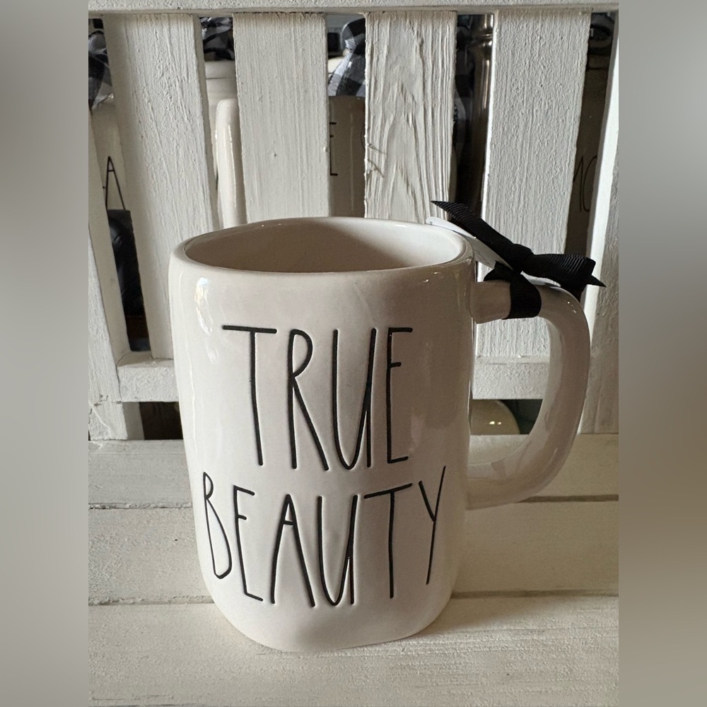Rae Dunn True Beauty White Mug